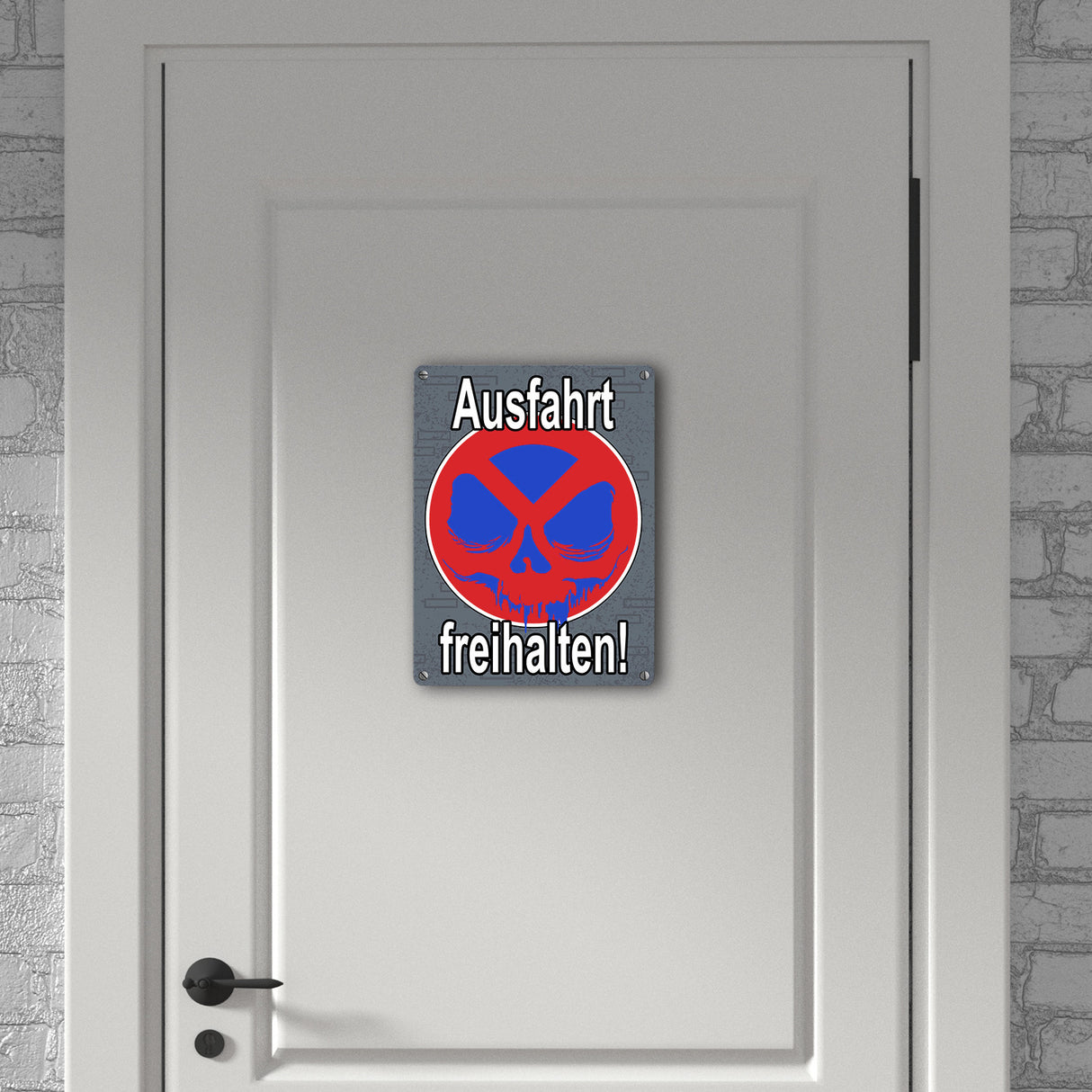 Metallschild Totenkopf Motiv - Ausfahrt freihalten! Privatgrundstück