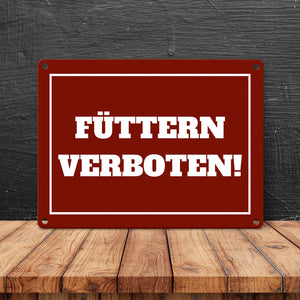 Füttern verboten Koppel-Metallschild in 15x20 cm und weiß