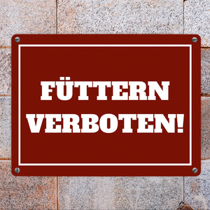 Füttern verboten Koppel-Metallschild in 15x20 cm und weiß