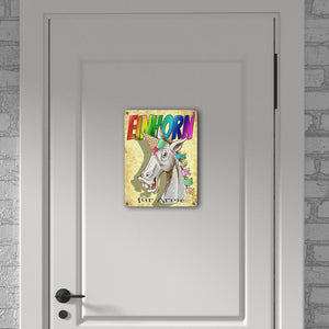 Metallschild mit Regenbogen Einhorn Motiv und Spruch - Einhorn für Arme