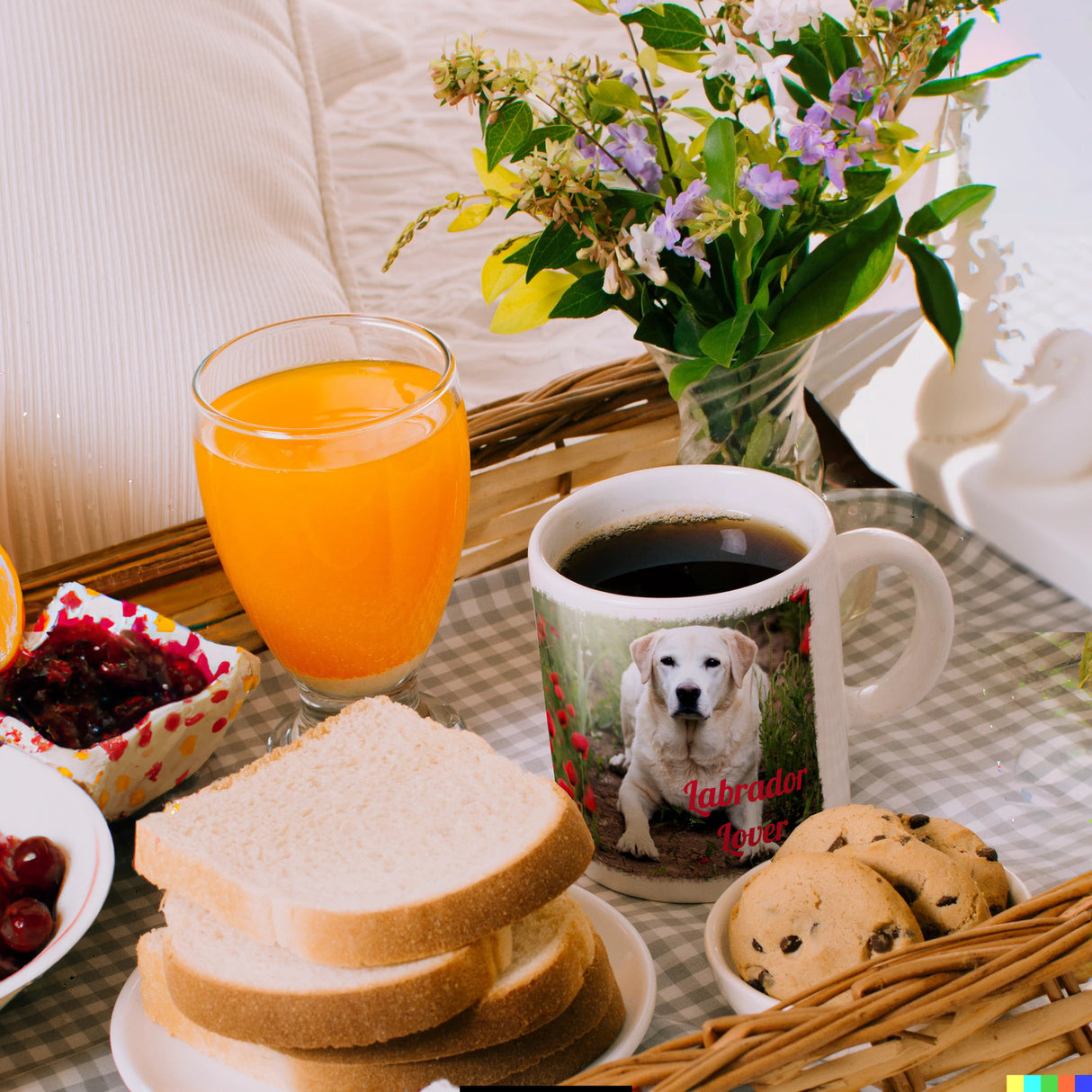 Kaffeetasse mit Fotomotiv Labrador Lover - Labrador im Mohnfeld