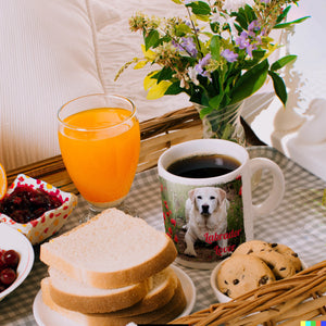 Kaffeetasse mit Fotomotiv Labrador Lover - Labrador im Mohnfeld