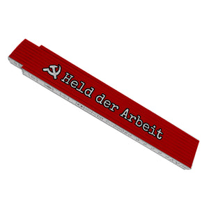 Held der Arbeit Meterstab aus Holz in Rot und Weiß