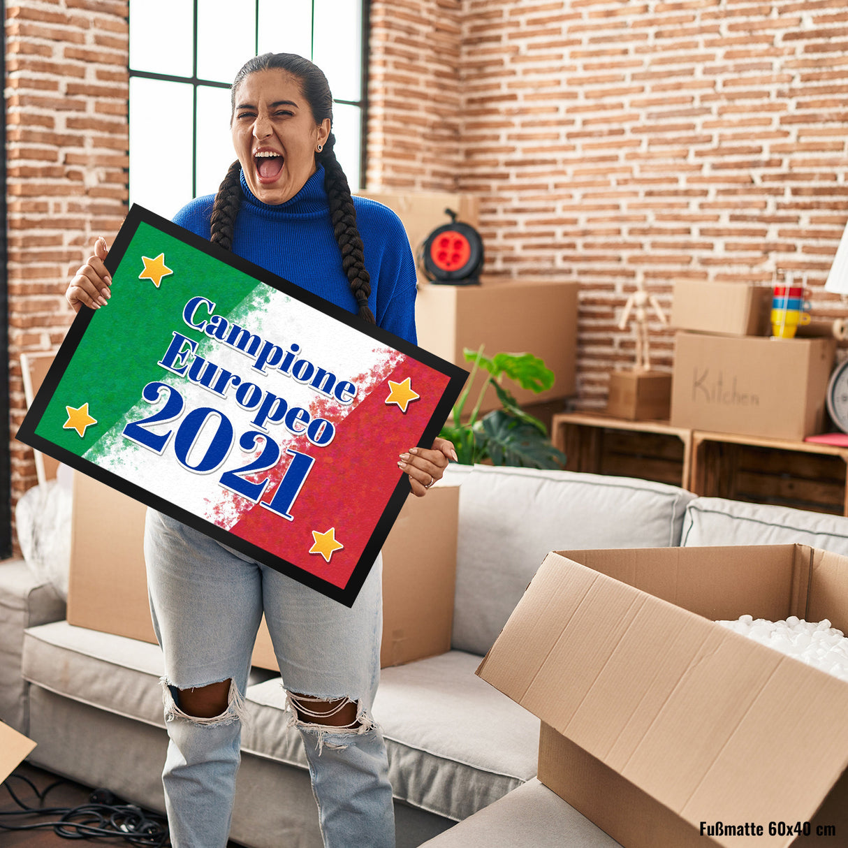 Fußmatte italienisches Motiv und Spruch - Campione Europeo 2021 Italien Flagge