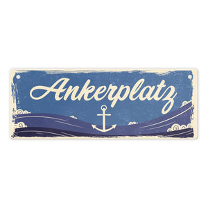 Metallschild mit Anker und Wellen - Ankerplatz für Liebhaber der Nordsee