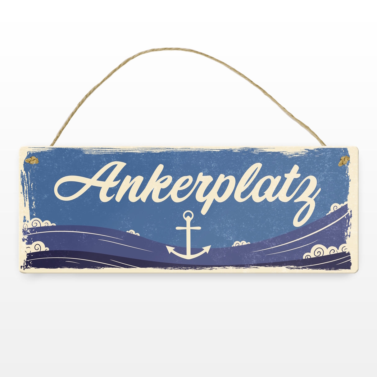 Metallschild mit Anker und Wellen - Ankerplatz für Liebhaber der Nordsee