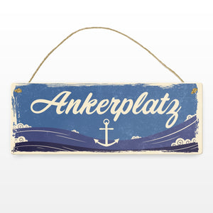 Metallschild mit Anker und Wellen - Ankerplatz für Liebhaber der Nordsee