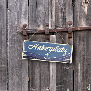 Metallschild mit Anker und Wellen - Ankerplatz für Liebhaber der Nordsee