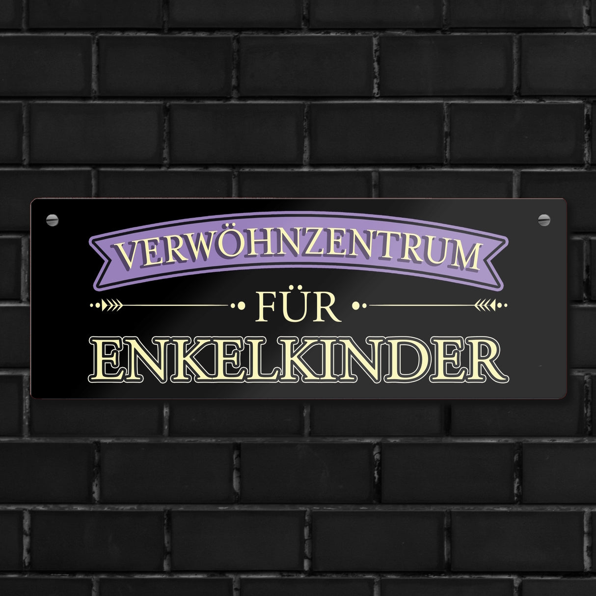 Metallschild für Großeltern mit lustigem Spruch - Verwöhnzentrum für Enkelkinder
