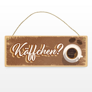Metallschild mit trendigen Kaffee Motiven - Käffchen? für Kaffeetrinker