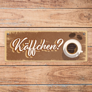 Metallschild mit trendigen Kaffee Motiven - Käffchen? für Kaffeetrinker