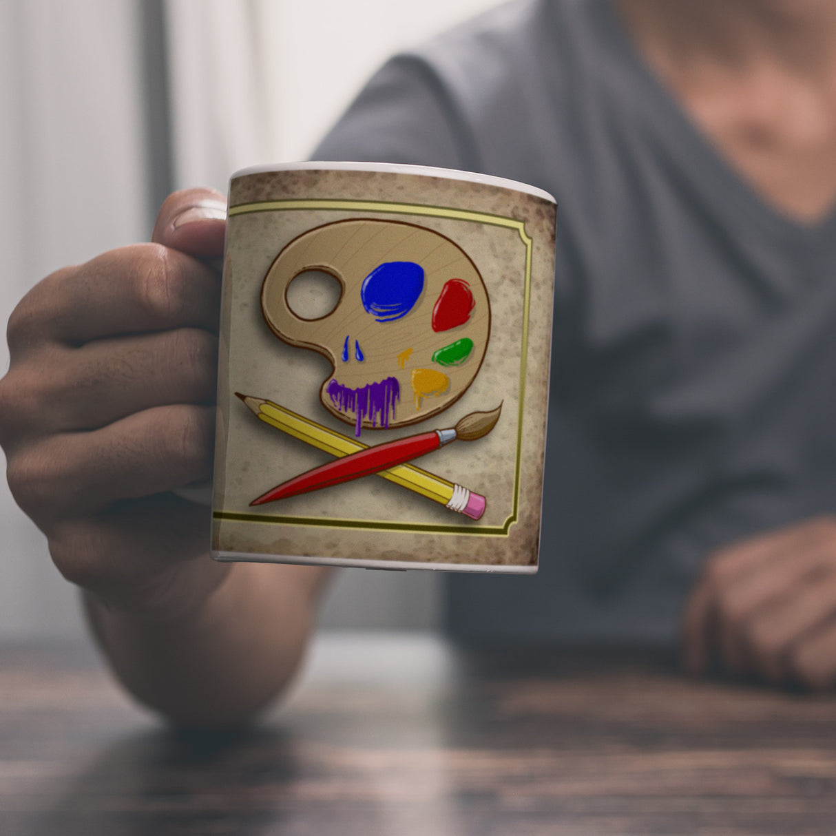 Kaffeebecher mit Motiv und Spruch - Kunst kommt von Können nicht von Wollen