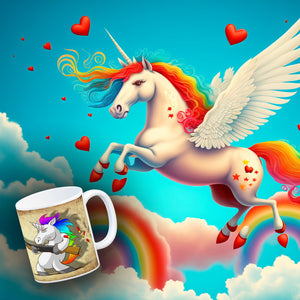 Kaffeebecher mit lustigem Einhorn mit Gewehr Motiv - SCHLUSS MIT LUSTIG!