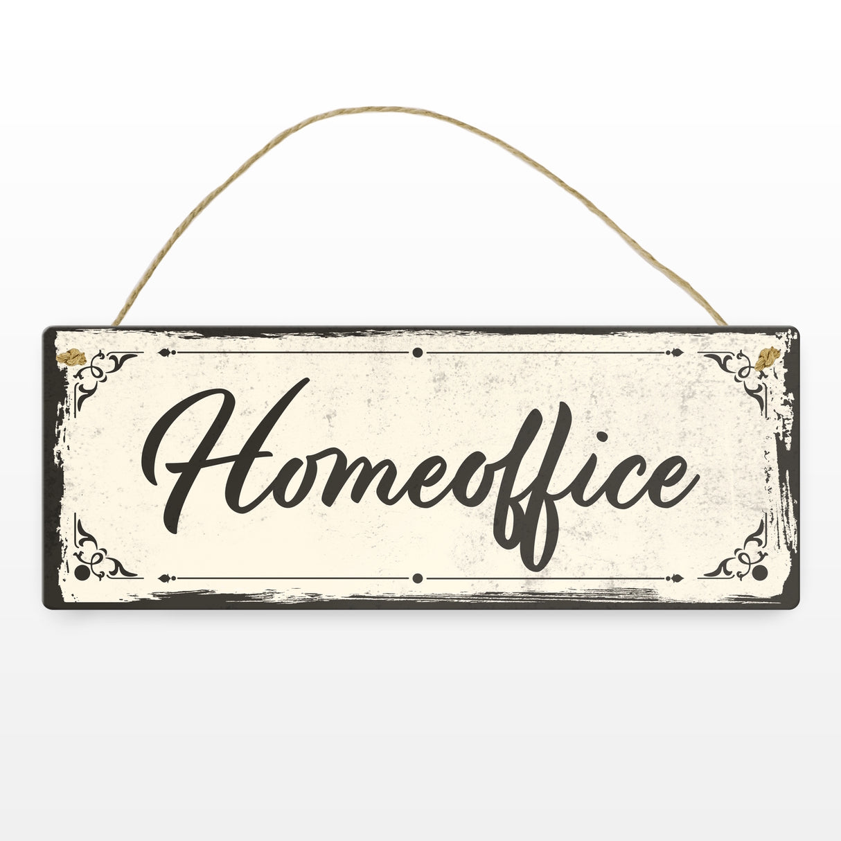 Metallschild mit schönem Design - Homeoffice im rustikalen Stil in Braun