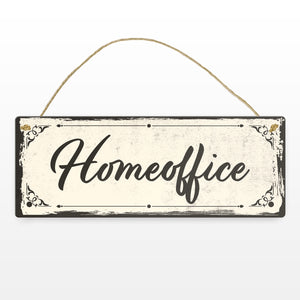 Metallschild mit schönem Design - Homeoffice im rustikalen Stil in Braun