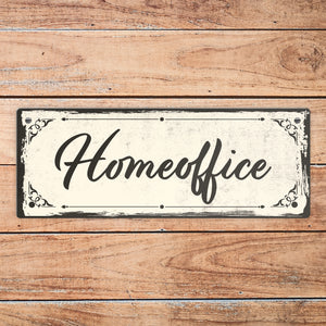 Metallschild mit schönem Design - Homeoffice im rustikalen Stil in Braun