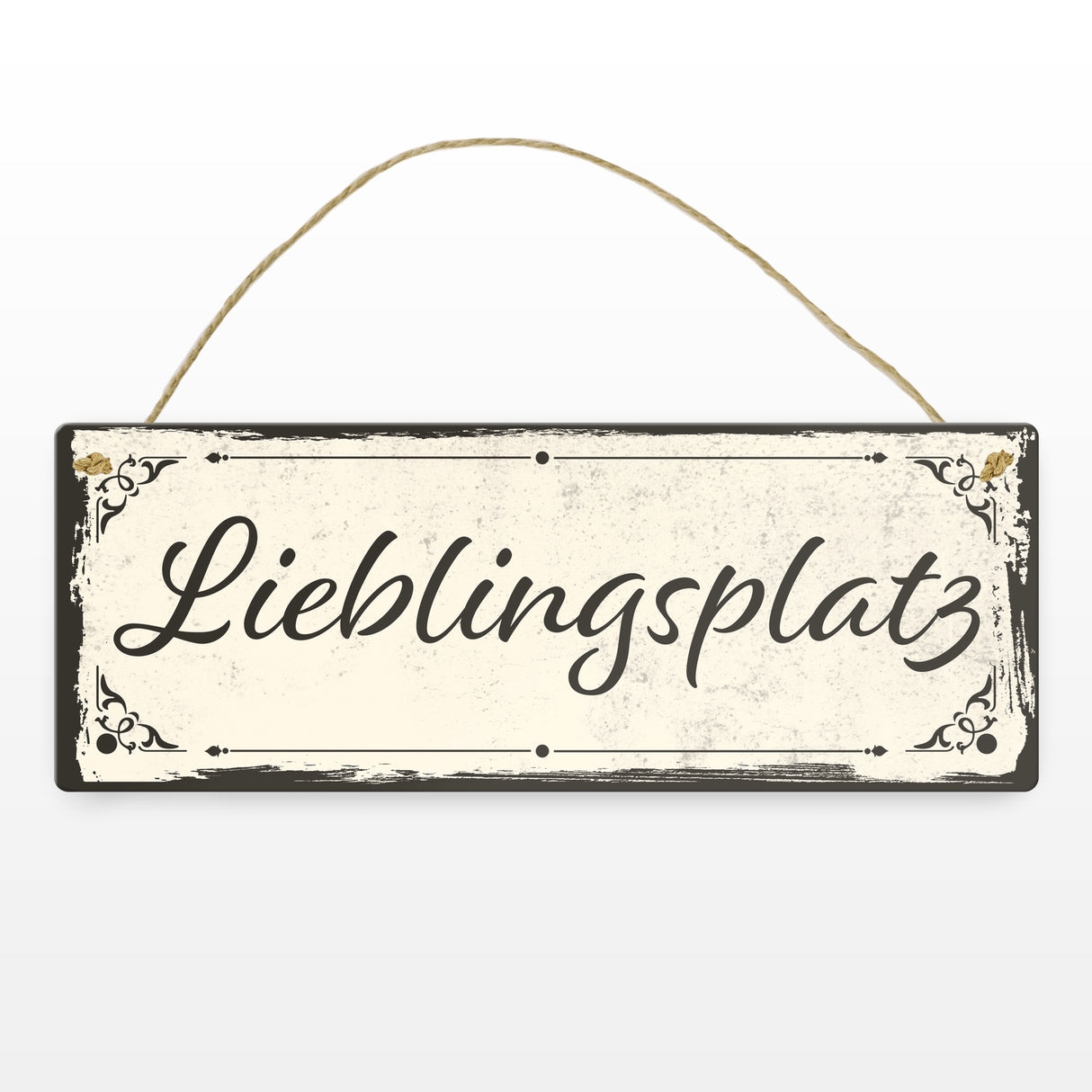 Metallschild mit schönem Design - Lieblingsplatz im rustikalen Stil in Braun