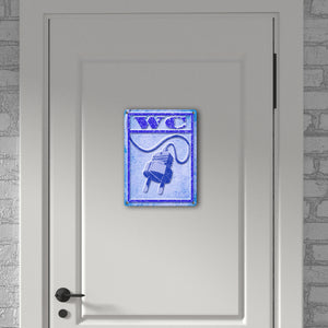 Metallschild Steckdose mit lustigem Motiv - Toilettenschild WC Herren Stecker