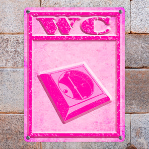 Metallschild Steckdose mit lustigem Motiv - Toilettenschild WC Frauen Stecker