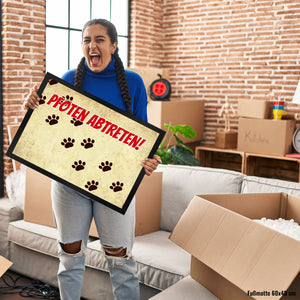 Fußmatte mit Motiv Pfoten Abtreten! Für Hunde und Gäste mit schmutzigen Schuhen
