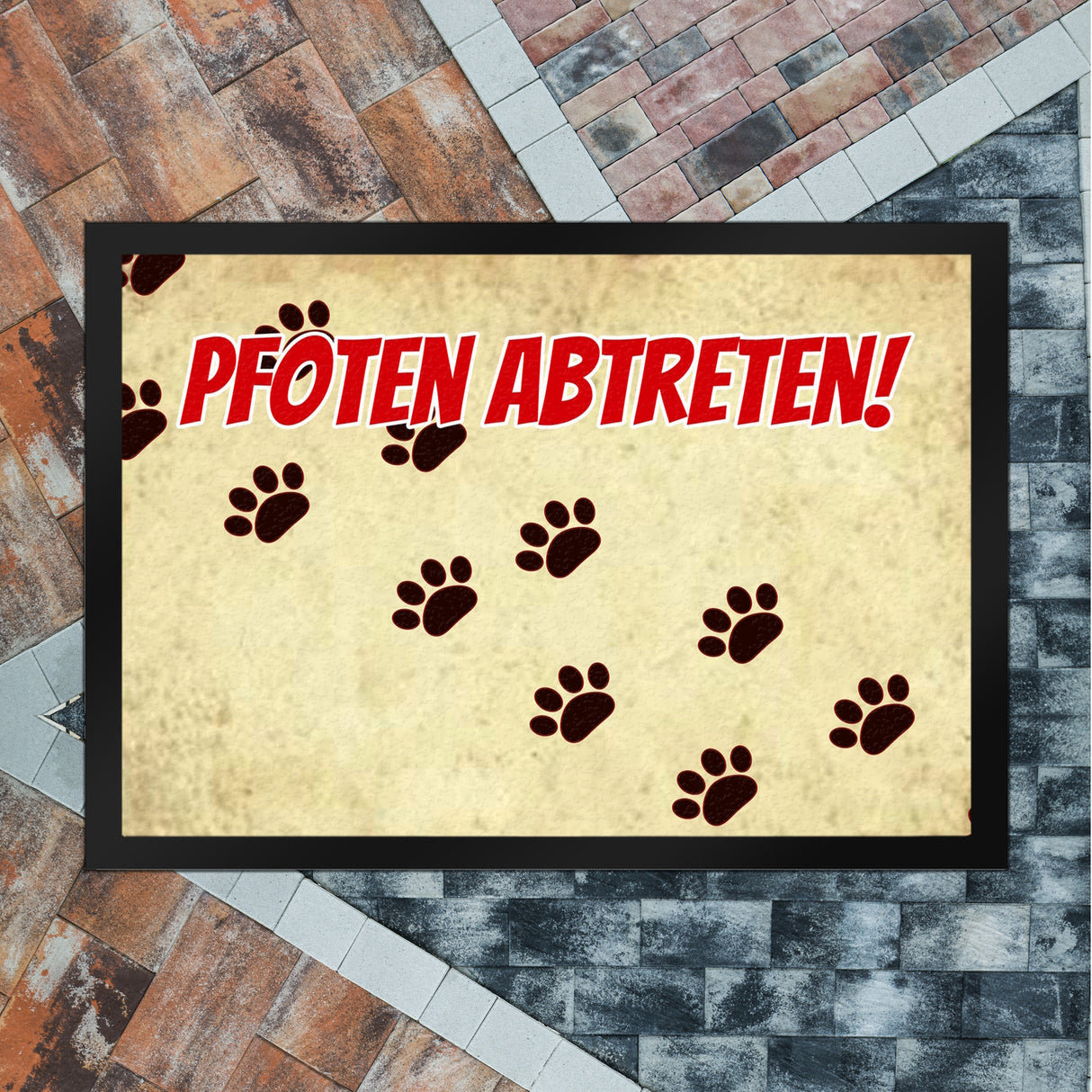Fußmatte mit Motiv Pfoten Abtreten! Für Hunde und Gäste mit schmutzigen Schuhen