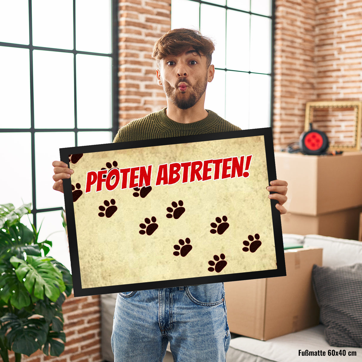 Fußmatte mit Motiv Pfoten Abtreten! Für Hunde und Gäste mit schmutzigen Schuhen