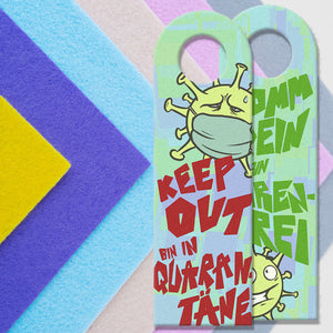 Türhänger mit lustigem Design und Spruch - Virenfrei oder Quarantäne