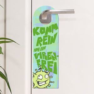 Türhänger mit lustigem Design und Spruch - Virenfrei oder Quarantäne
