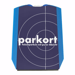 Parkort Parkscheibe mit witziger Krimi Parodie als Motiv und 2 Einkaufswagenchips