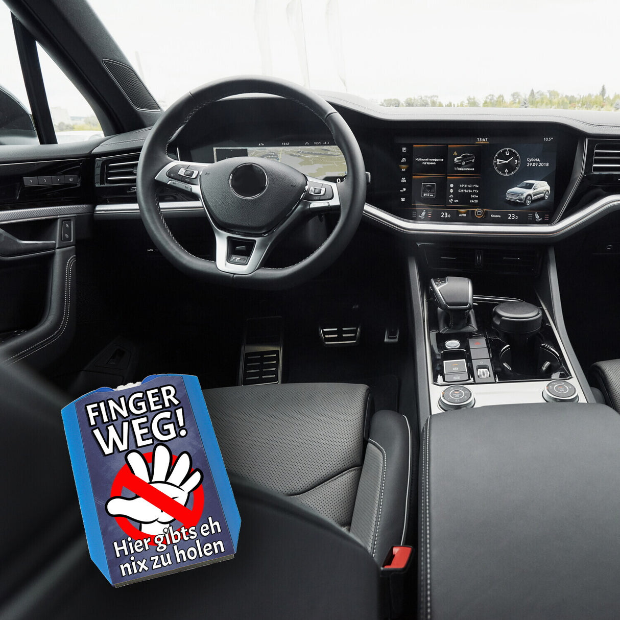 Finger Weg Parkscheibe mit lustigem Spruch und 2 Einkaufswagenchips