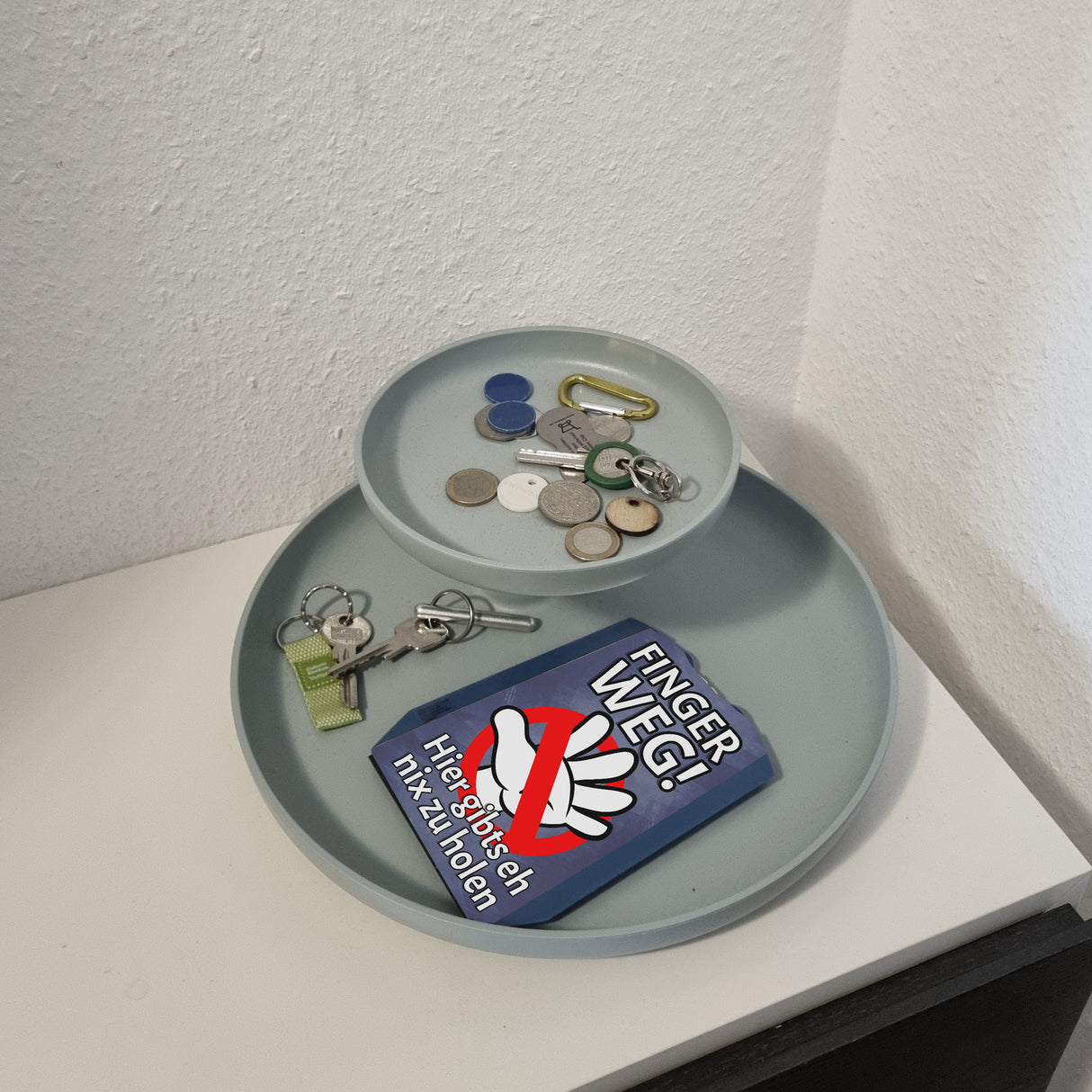 Finger Weg Parkscheibe mit lustigem Spruch und 2 Einkaufswagenchips