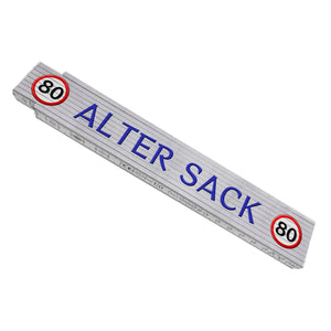 80 Alter Sack Meterstab aus Holz mit Verkehrsschild