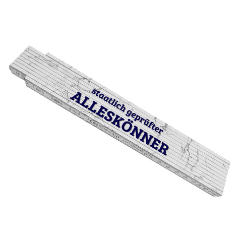 Alleskönner Meterstab aus Holz mit Marmorhintergrund