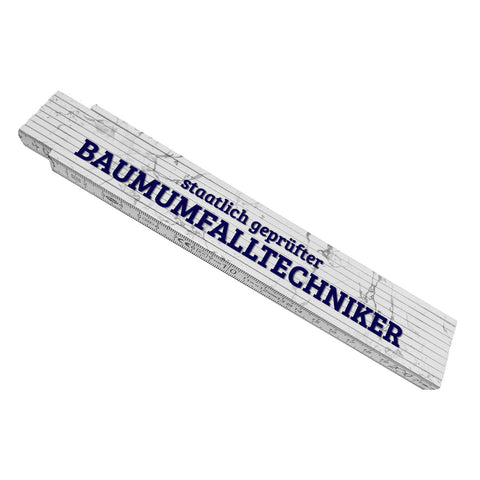 Baumumfalltechniker Meterstab aus Holz mit Marmorhintergrund