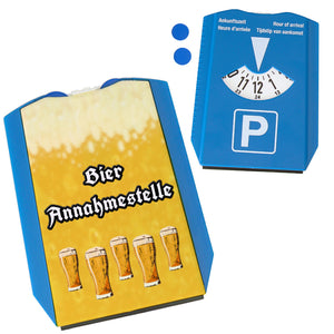 Bier Parkscheibe mit Spruch Bier Annahmestelle mit 2 Einkaufswagenchips