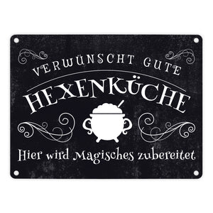 Verwünscht gute Hexenküche Halloween Metallschild mit lustigem Spruch