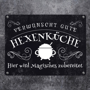 Verwünscht gute Hexenküche Halloween Metallschild mit lustigem Spruch