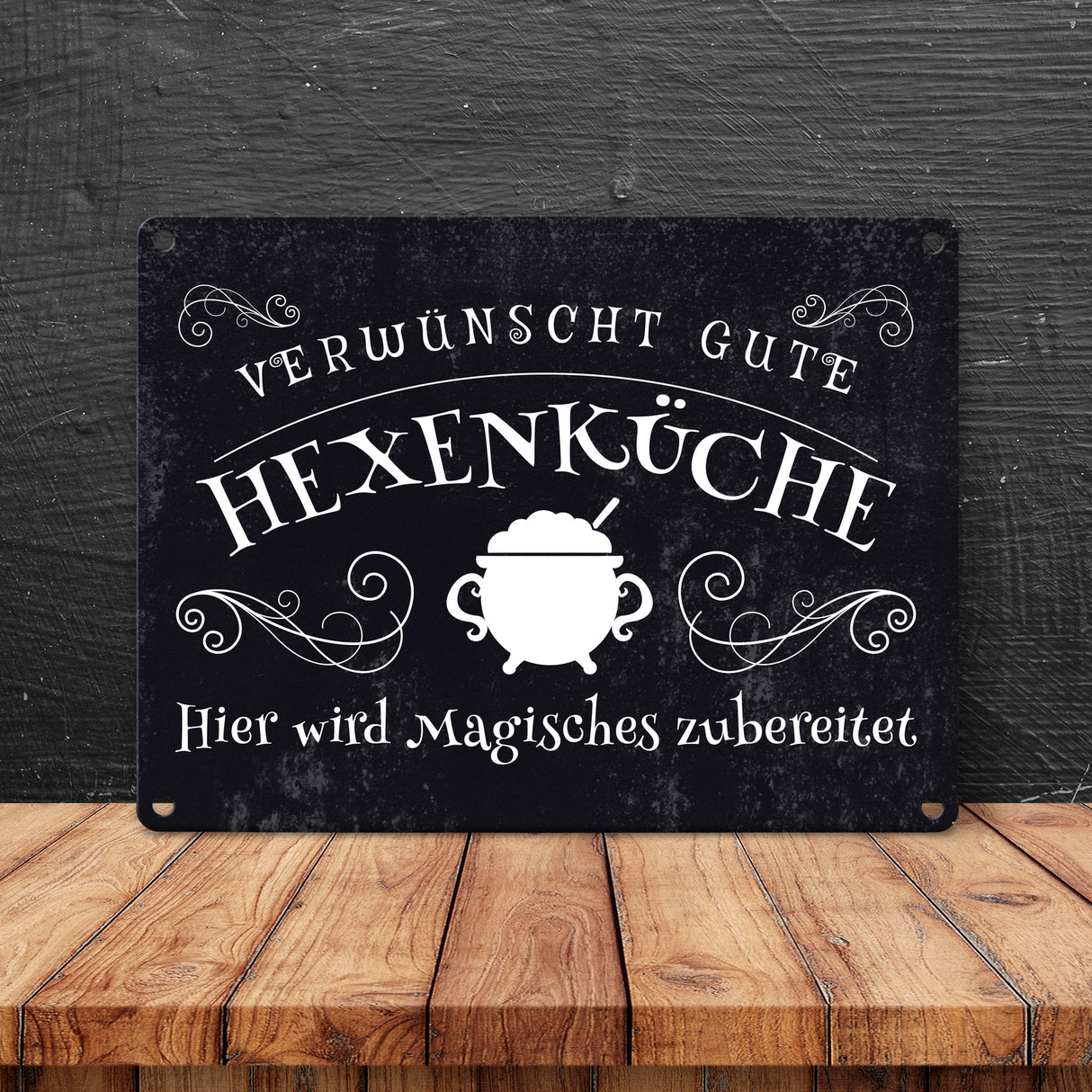 Verwünscht gute Hexenküche Halloween Metallschild mit lustigem Spruch