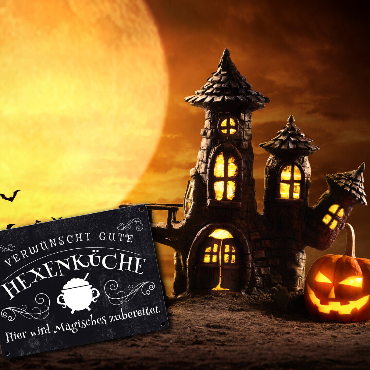 Verwünscht gute Hexenküche Halloween Metallschild mit lustigem Spruch