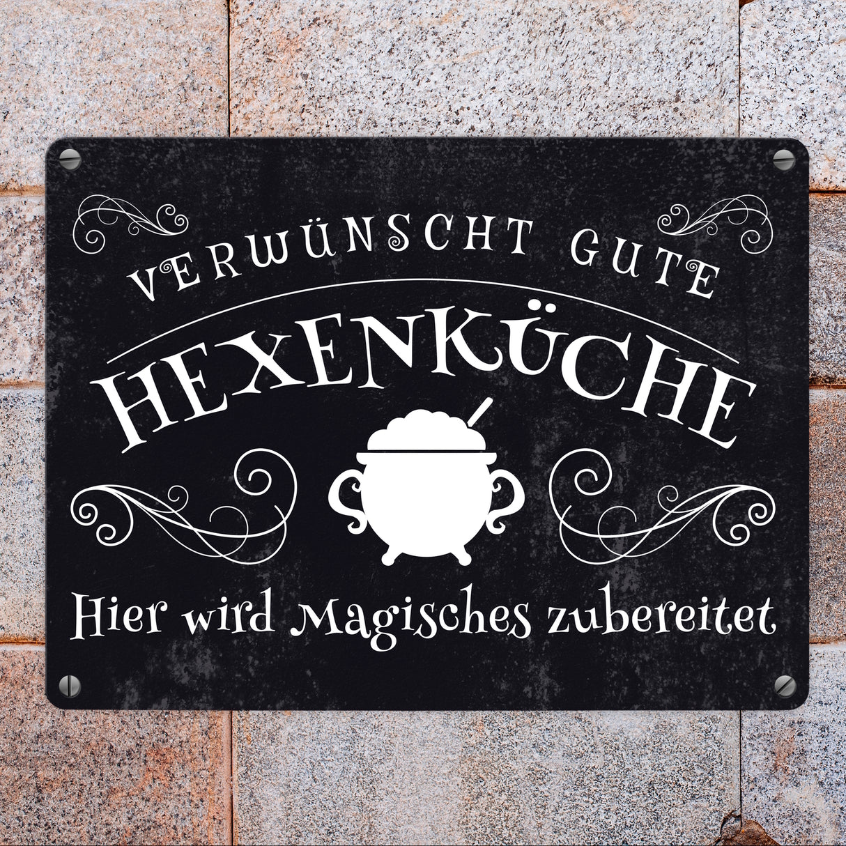 Verwünscht gute Hexenküche Halloween Metallschild mit lustigem Spruch