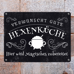Verwünscht gute Hexenküche Halloween Metallschild mit lustigem Spruch