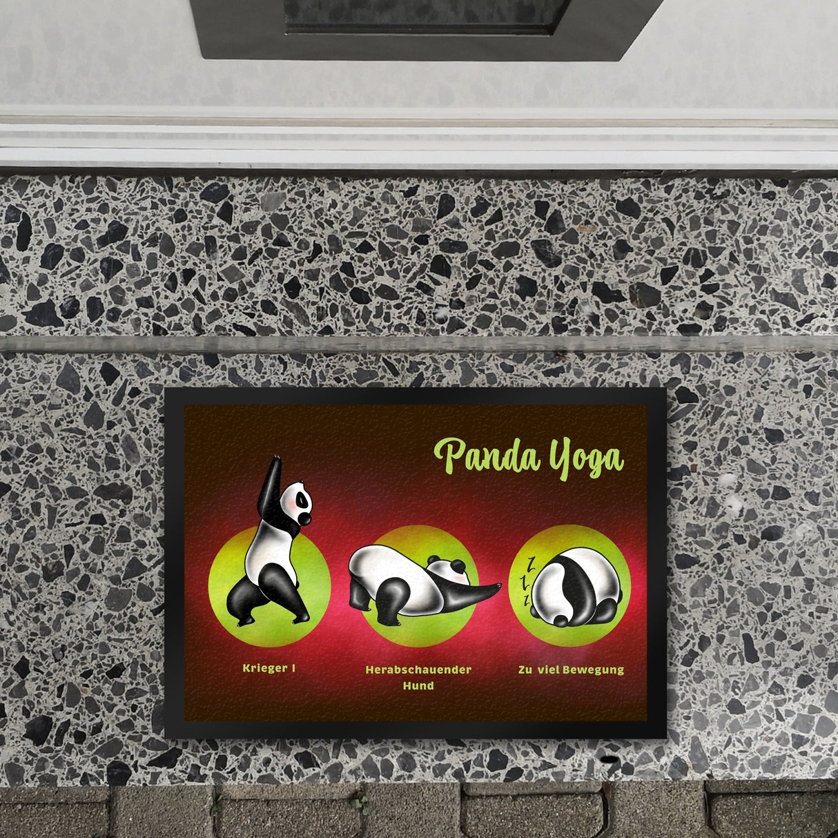 Panda Yoga Fußmatte mit Yoga Übungen und Pandabären