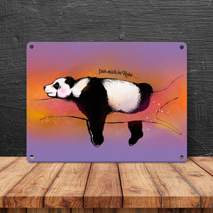 Metallschild mit Panda-Design und lustigem Spruch Lass mich in Ruhe