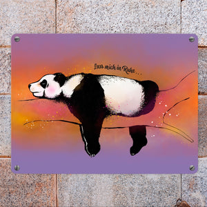 Metallschild mit Panda-Design und lustigem Spruch Lass mich in Ruhe