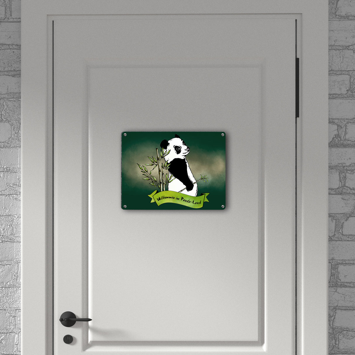 Pandabär Metallschild Willkommen im Panda-Land