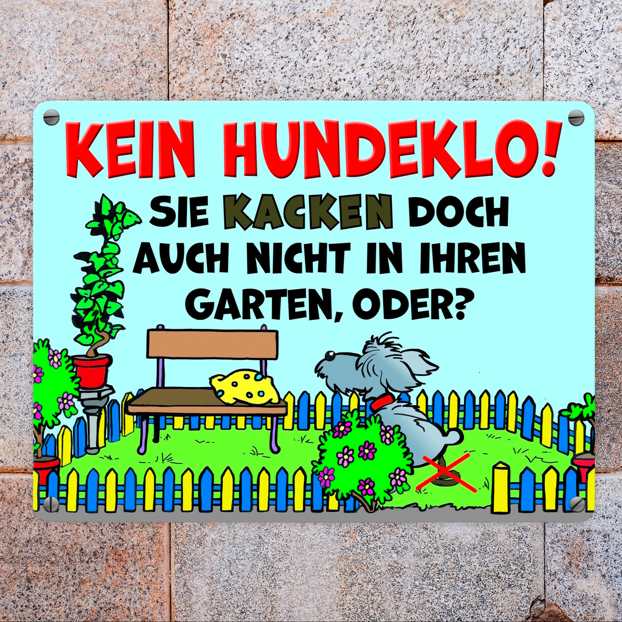 Kein Hundeklo Metallschild als Hinweis für den Garten oder das Grundstück