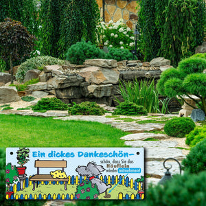 Dankeschön Hundeklo Metallschild als Hinweis für den Garten oder das Grundstück