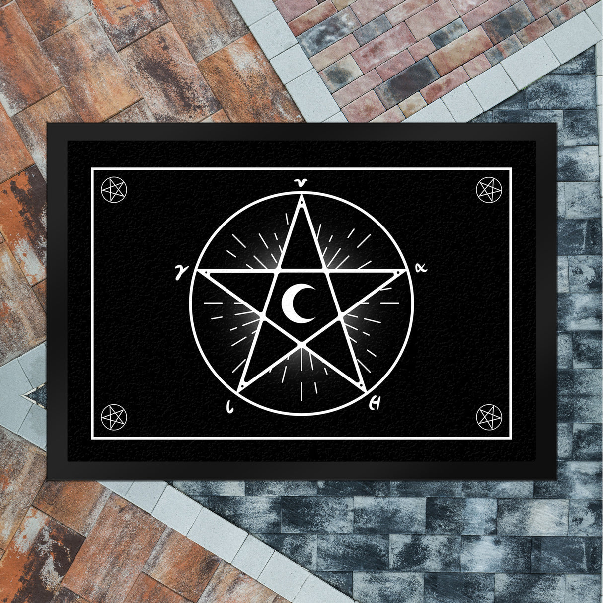 Fußmatte mit Pentagramm im coolen Halloween Design -Weiß
