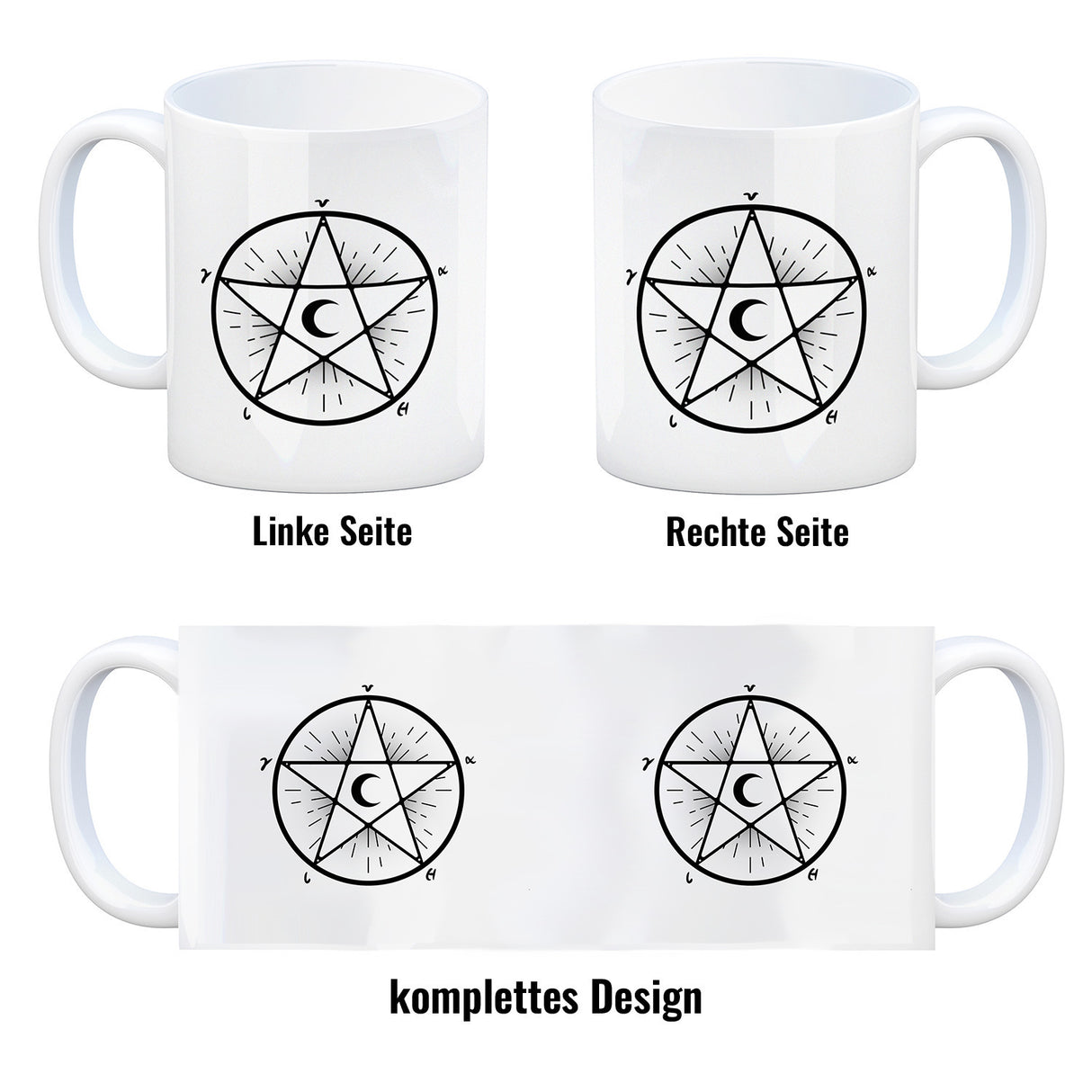Kaffeebecher mit Pentagramm im gruseligen mystischen Design für Hexen