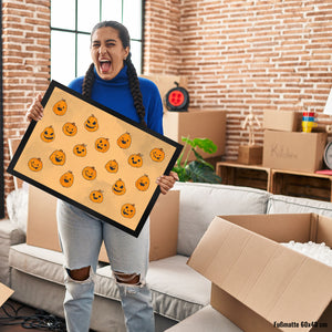 Fußmatte im Halloween Design - mit vielen lustigen geschnitzten Kürbisköpfen